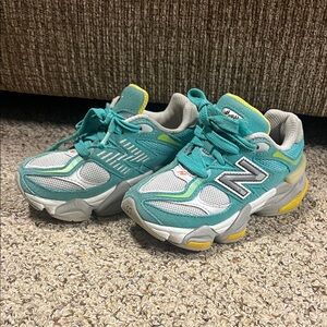 New Balance 9060 Kids Teal and Gray Sneakers